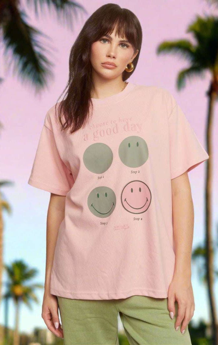 Shop Samii Ryan Samii Ryan Smiley® Good Day Oversized Tee T-Shirts for women – premium loungewear and festival fashion at Spoiled Brat