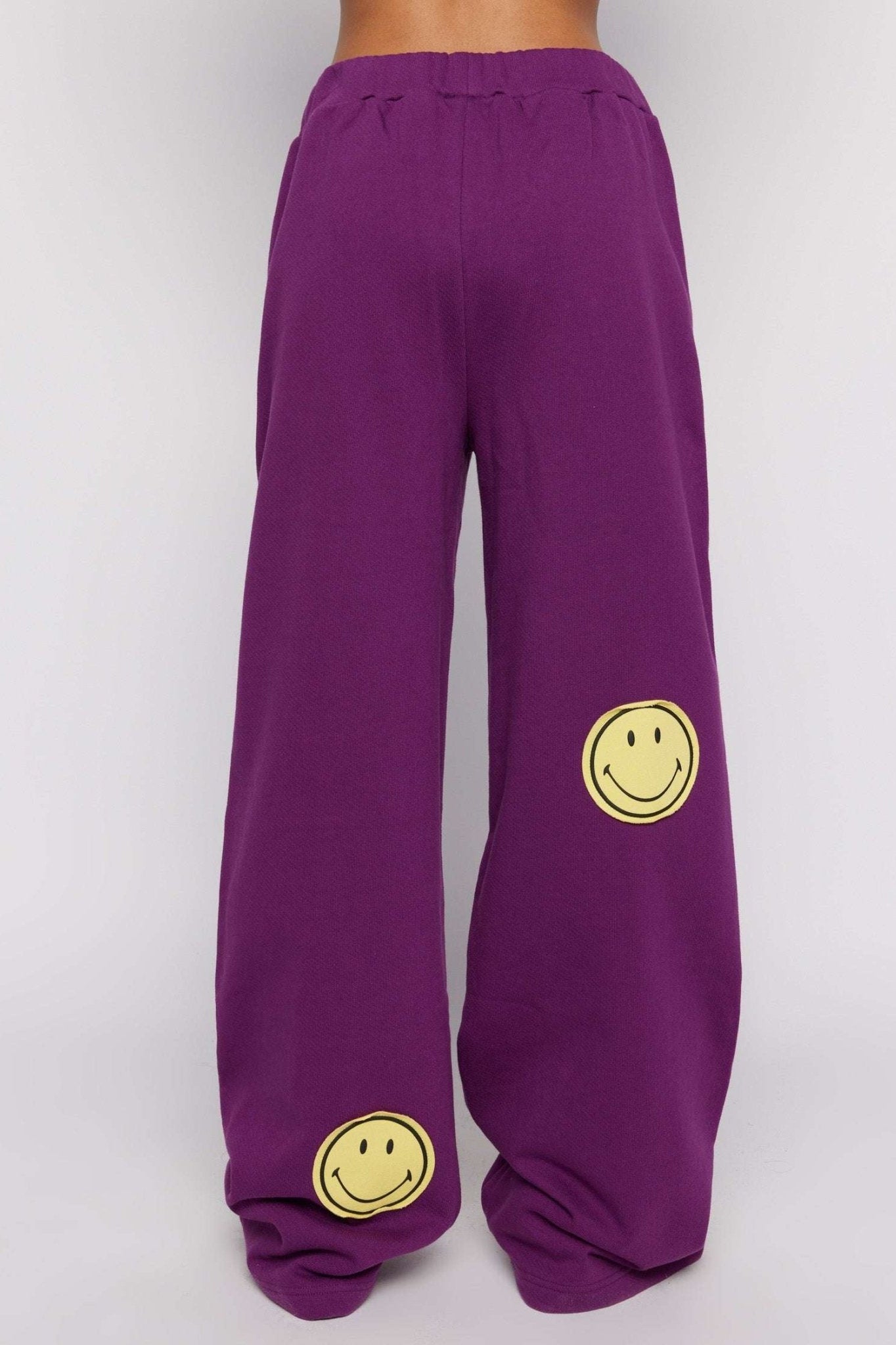 Shop Samii Ryan Samii Ryan Smiley® Straight Leg Purple Jogger Pants Jogger Bottoms for women – premium loungewear and festival fashion at Spoiled Brat