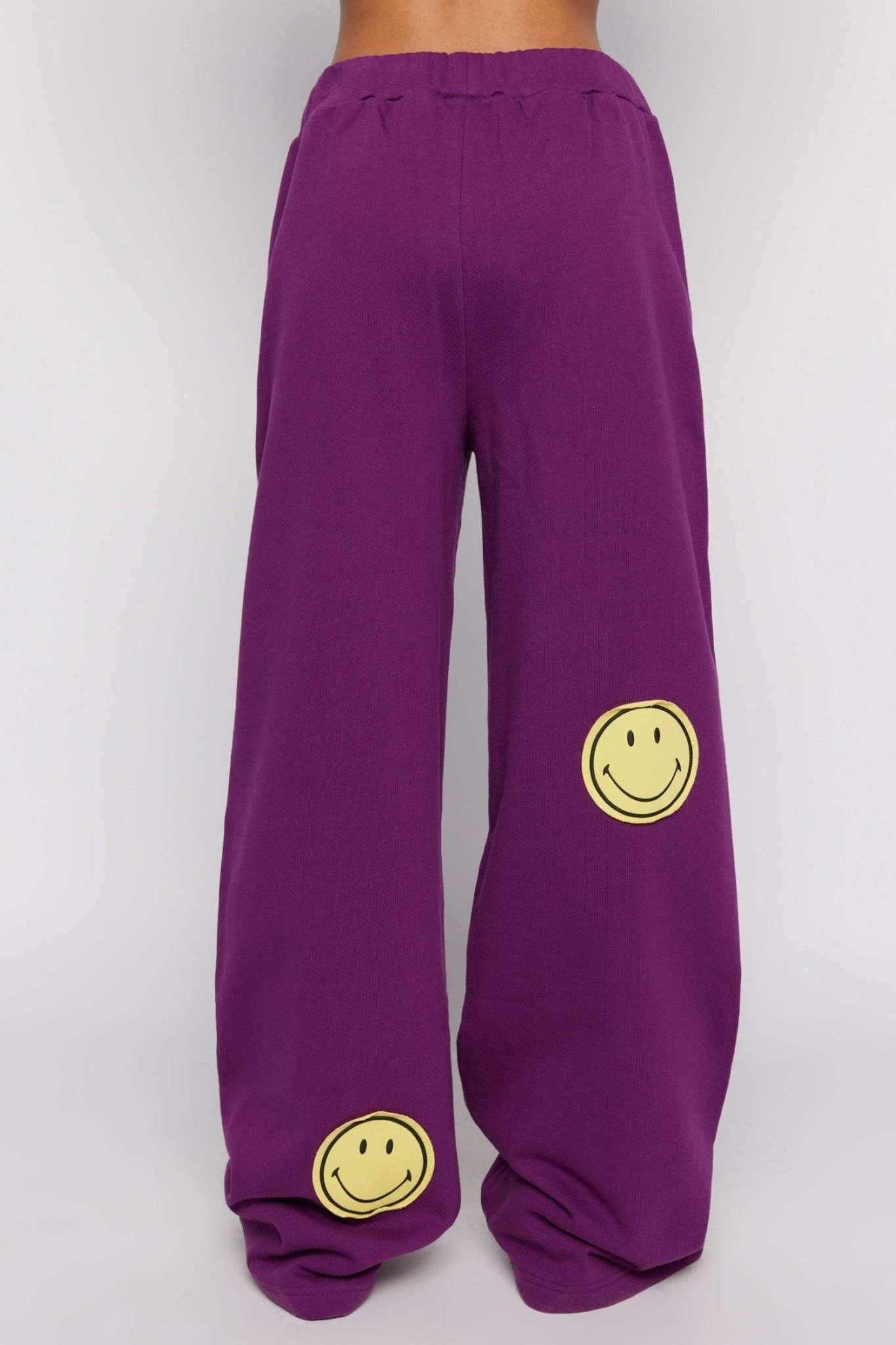 Shop Samii Ryan Samii Ryan Smiley® Straight Leg Purple Jogger Pants Jogger Bottoms for women – premium loungewear and festival fashion at Spoiled Brat