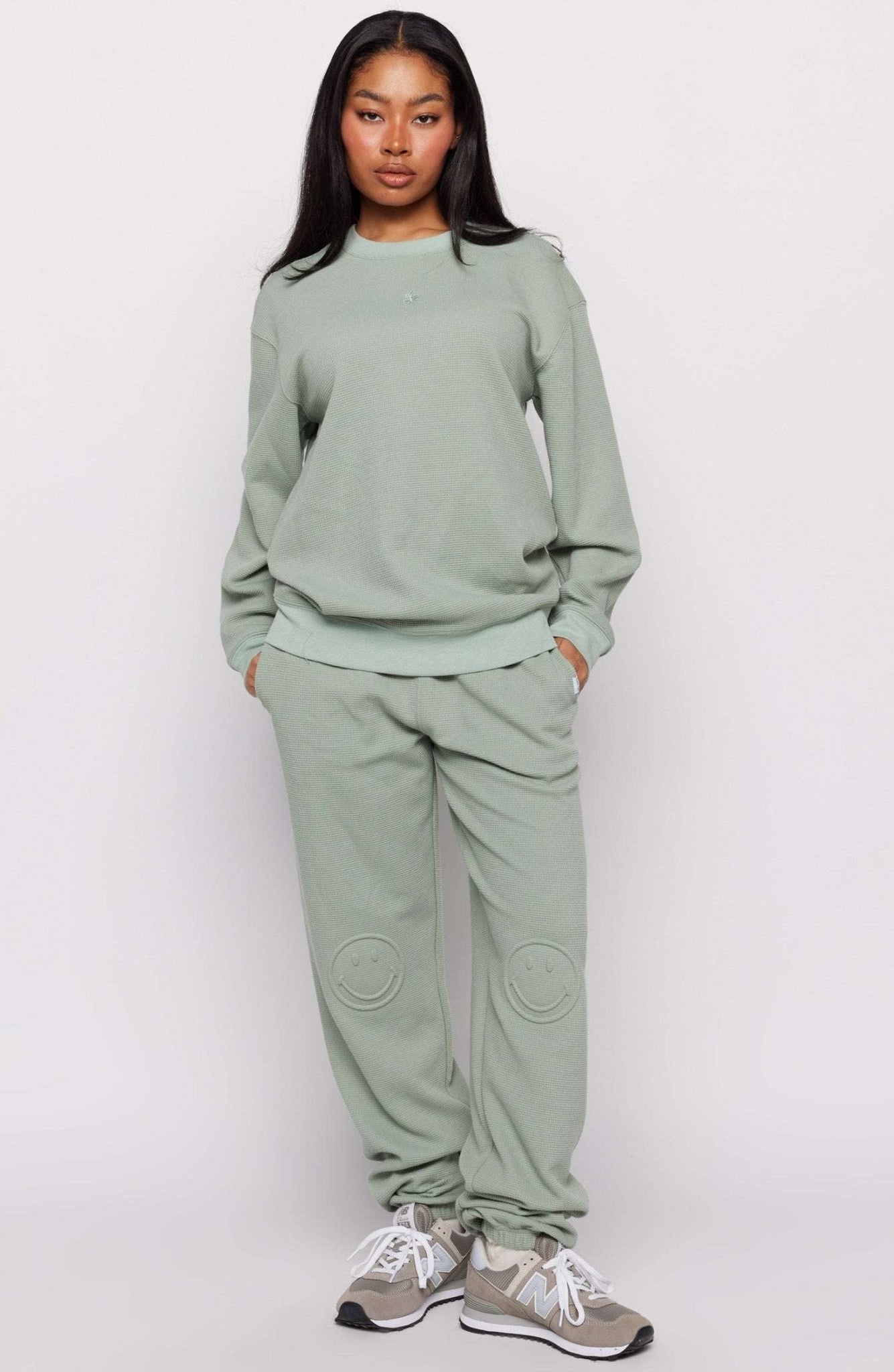 Shop Samii Ryan Samii Ryan Smiley® Thermal Crewneck Sweatshirt for women – premium loungewear and festival fashion at Spoiled Brat