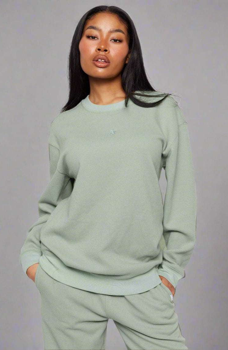 Shop Samii Ryan Samii Ryan Smiley® Thermal Crewneck Sweatshirt for women – premium loungewear and festival fashion at Spoiled Brat