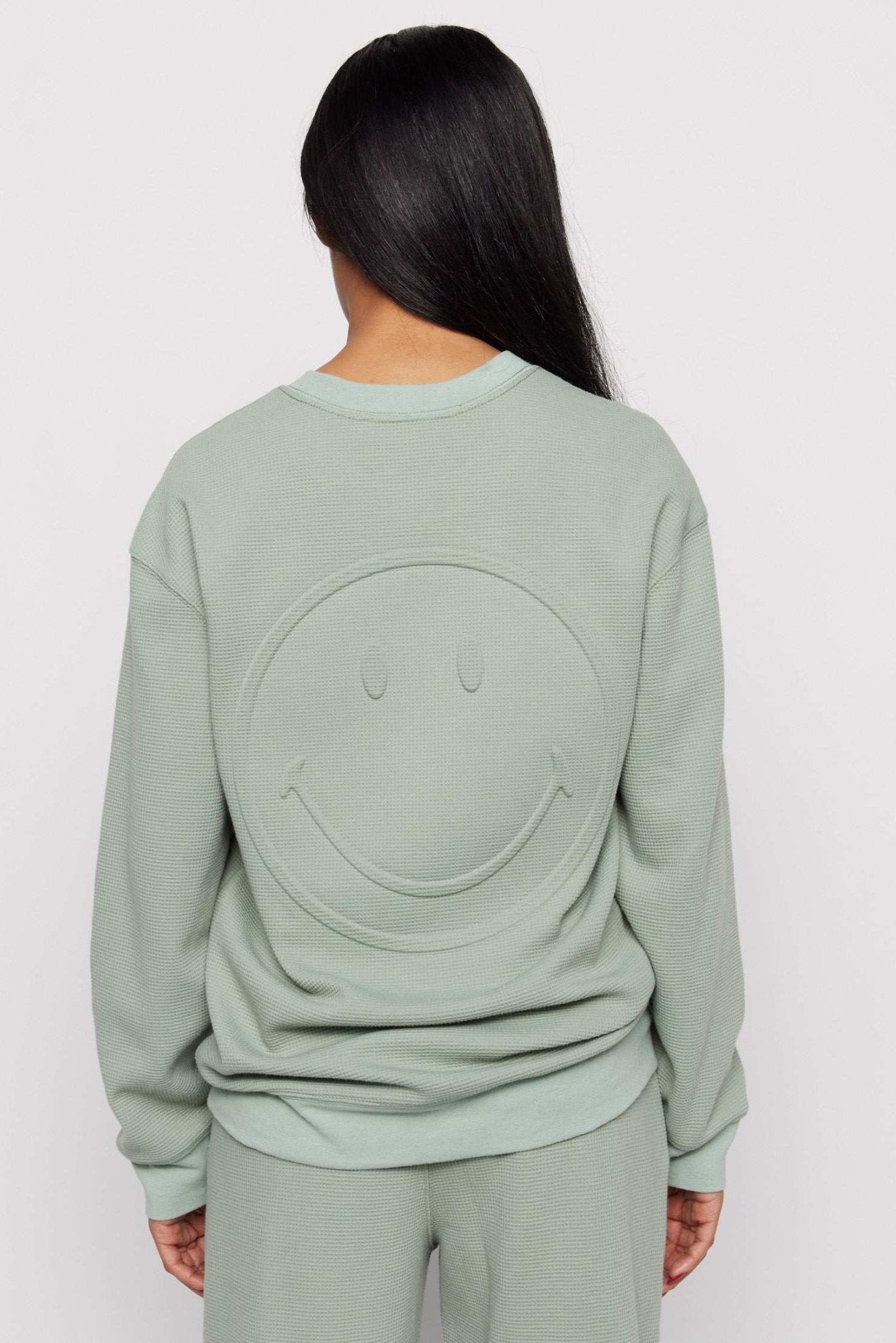Shop Samii Ryan Samii Ryan Smiley® Thermal Crewneck Sweatshirt for women – premium loungewear and festival fashion at Spoiled Brat
