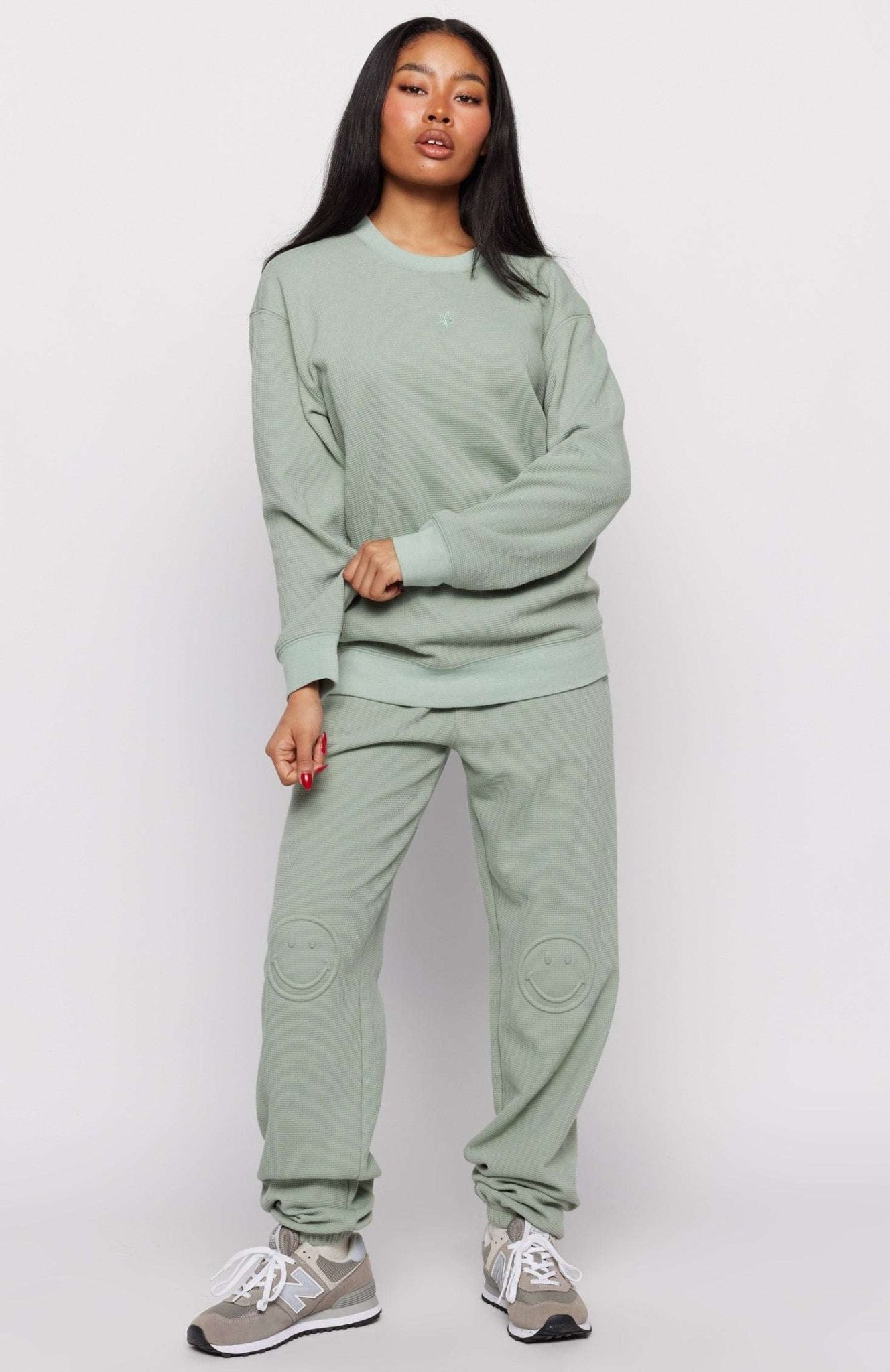 Shop Samii Ryan Samii Ryan Smiley® Thermal Crewneck Sweatshirt for women – premium loungewear and festival fashion at Spoiled Brat