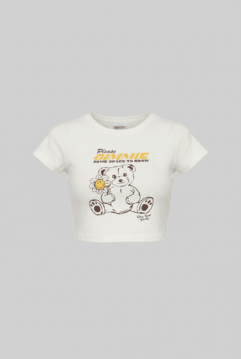 Shop Samii Ryan Samii Ryan x Smiley® Gimme Space Baby Tee T-Shirt for women – premium loungewear and festival fashion at Spoiled Brat