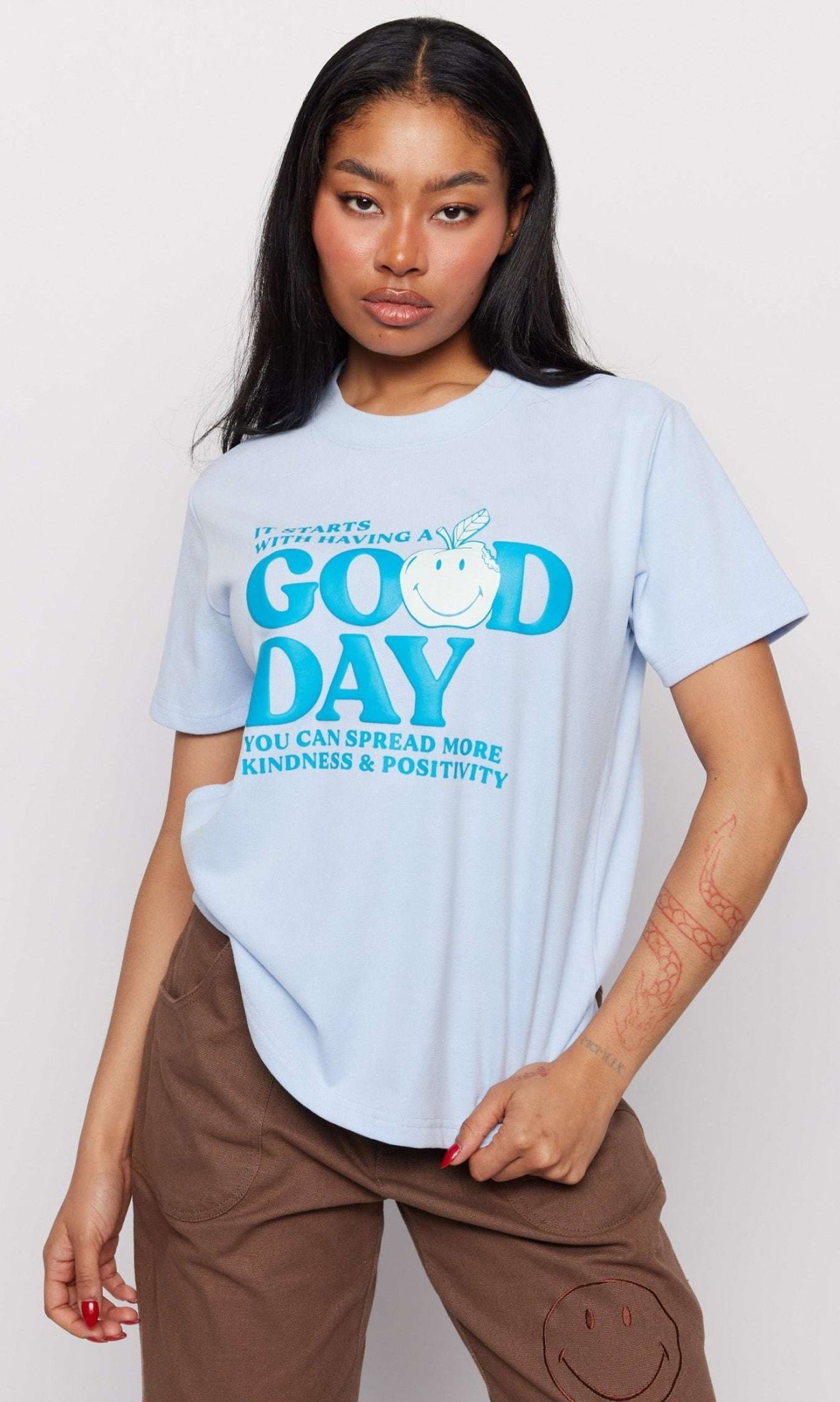 Shop Samii Ryan Samii Ryan x Smiley® Good Day Boxy Tee T-Shirt for women – premium loungewear and festival fashion at Spoiled Brat