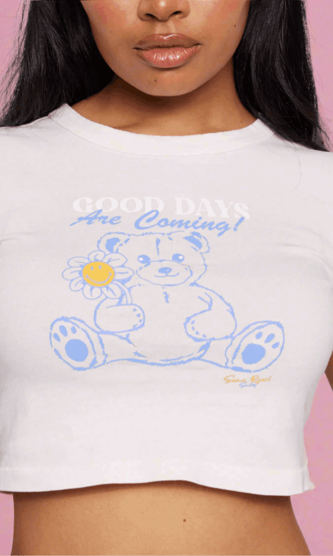 Shop Samii Ryan Samii Ryan x Smileyworld® Good Days Baby Tee T-Shirt for women – premium loungewear and festival fashion at Spoiled Brat