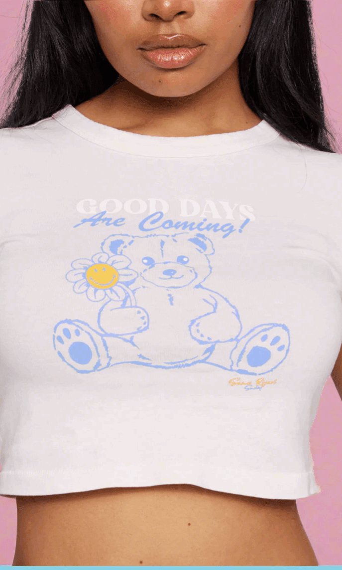 Shop Samii Ryan Samii Ryan x Smileyworld® Good Days Baby Tee T-Shirt for women – premium loungewear and festival fashion at Spoiled Brat