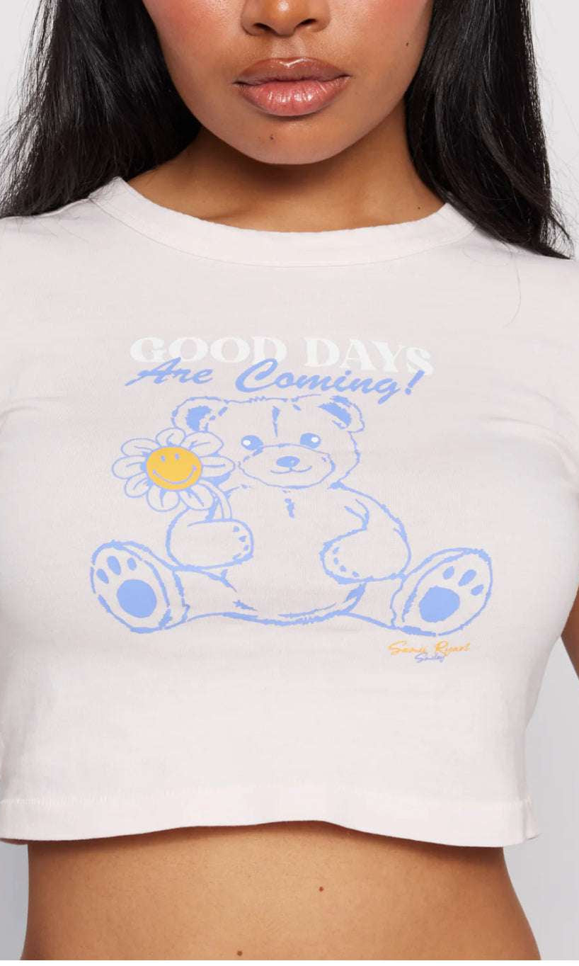 Shop Samii Ryan Samii Ryan x Smileyworld® Good Days Baby Tee T-Shirt for women – premium loungewear and festival fashion at Spoiled Brat