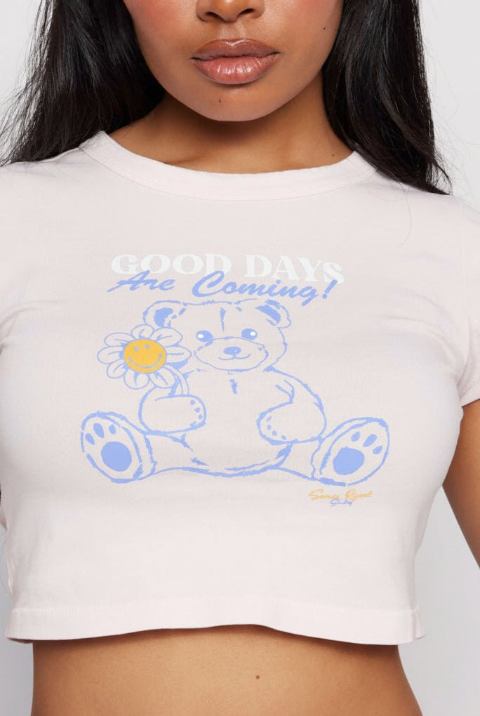 Shop Samii Ryan Samii Ryan x Smileyworld® Good Days Baby Tee T-Shirt for women – premium loungewear and festival fashion at Spoiled Brat