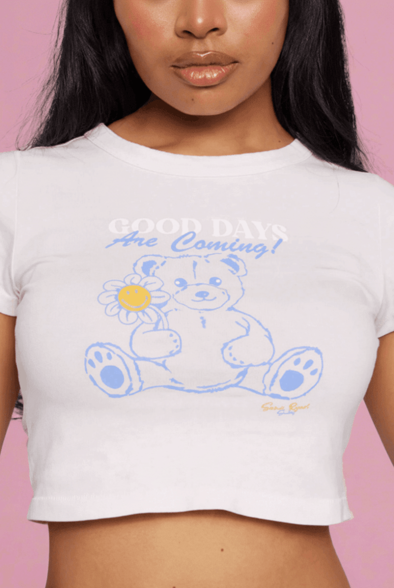 Shop Samii Ryan Samii Ryan x Smileyworld® Good Days Baby Tee T-Shirt for women – premium loungewear and festival fashion at Spoiled Brat
