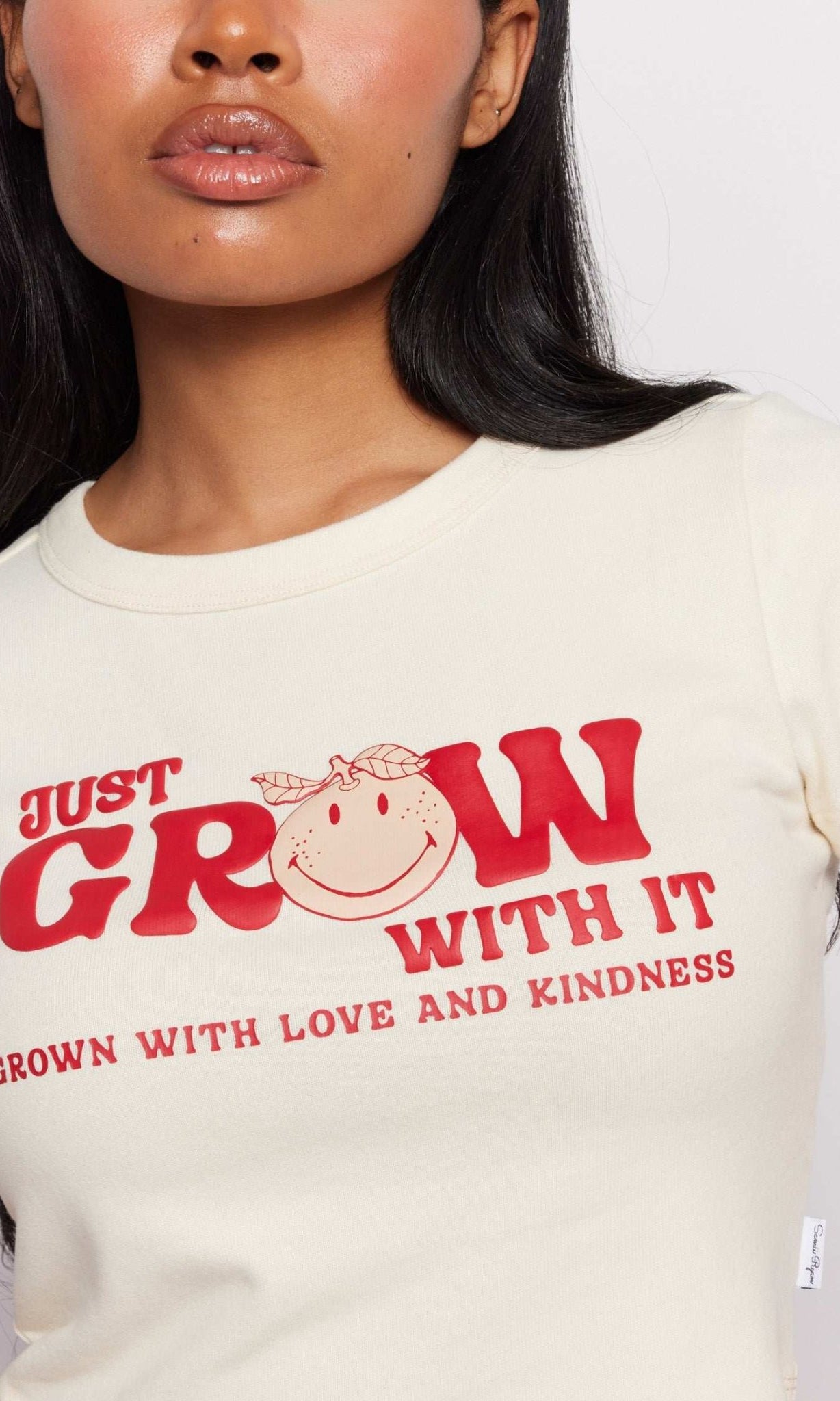 Shop Samii Ryan Samii Ryan x Smileyworld® Just Grow With It Baby Tee T-Shirt for women – premium loungewear and festival fashion at Spoiled Brat