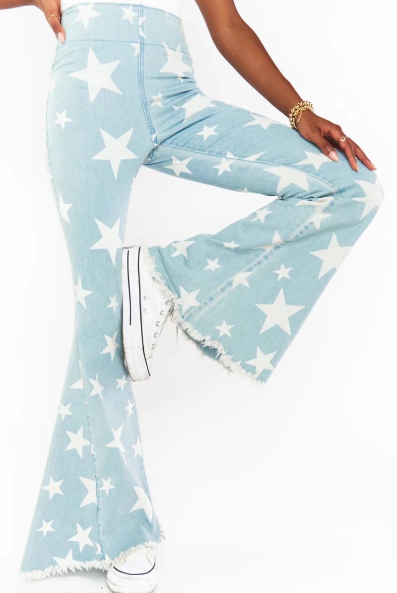 Shop Show Me Your Mumu Show Me Your Mumu Berkeley Star Bells Flared Jeans Jeans for women – premium loungewear and festival fashion at Spoiled Brat