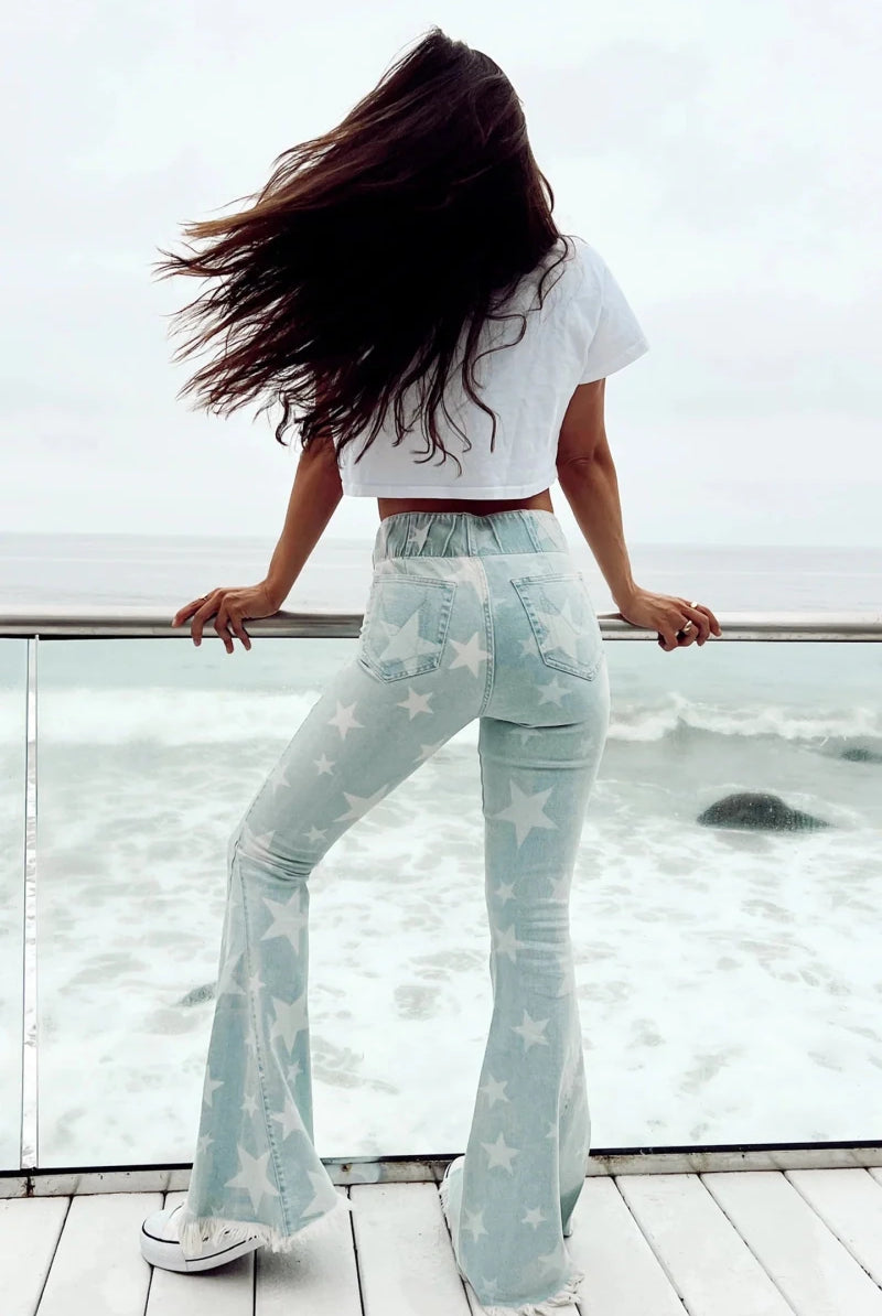 Shop Show Me Your Mumu Show Me Your Mumu Berkeley Star Bells Flared Jeans Jeans for women – premium loungewear and festival fashion at Spoiled Brat