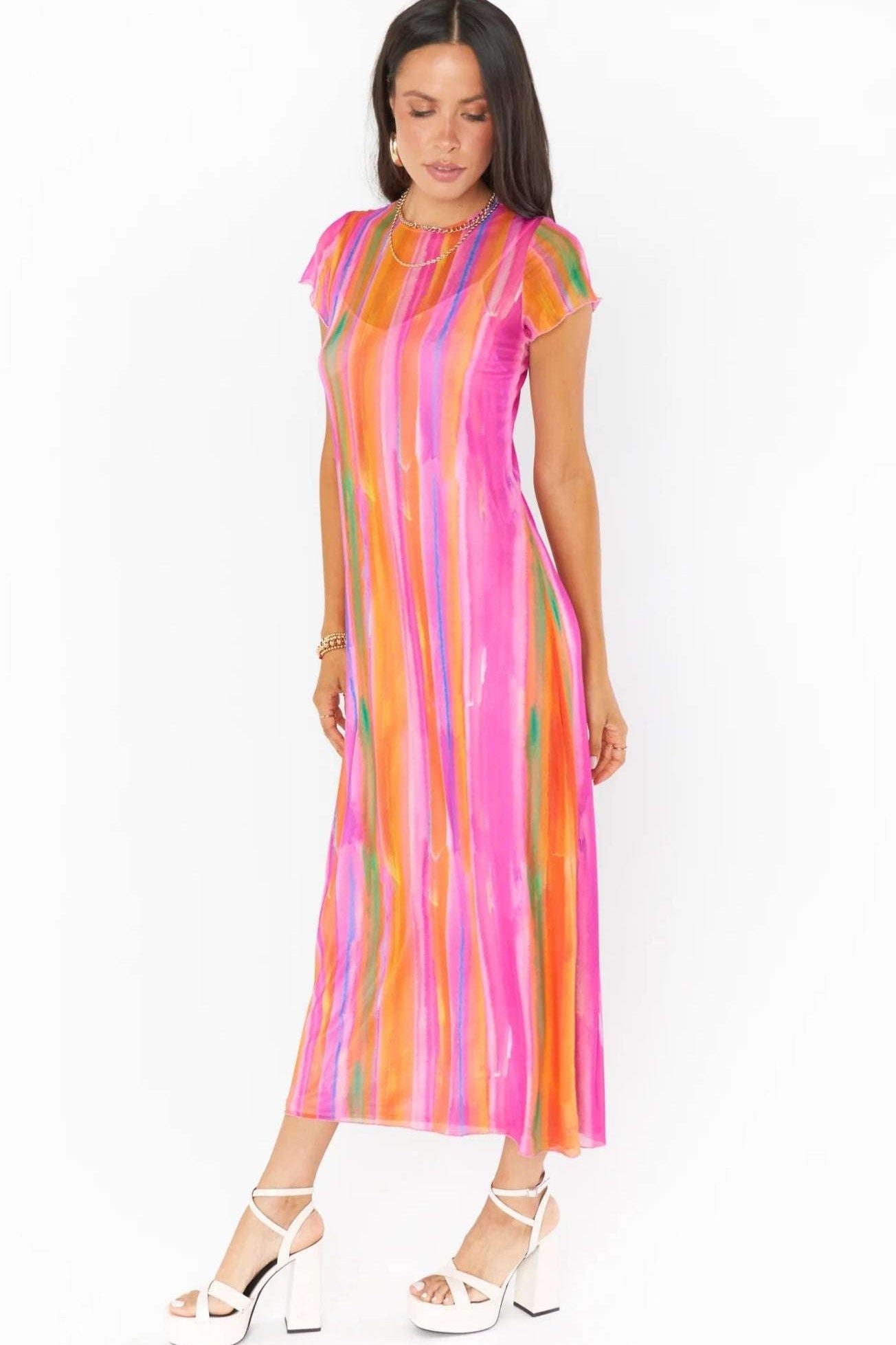 Shop Show Me Your Mumu Show Me Your Mumu Molly Rainbow Midi Dress Midi Dress for women – premium loungewear and festival fashion at Spoiled Brat