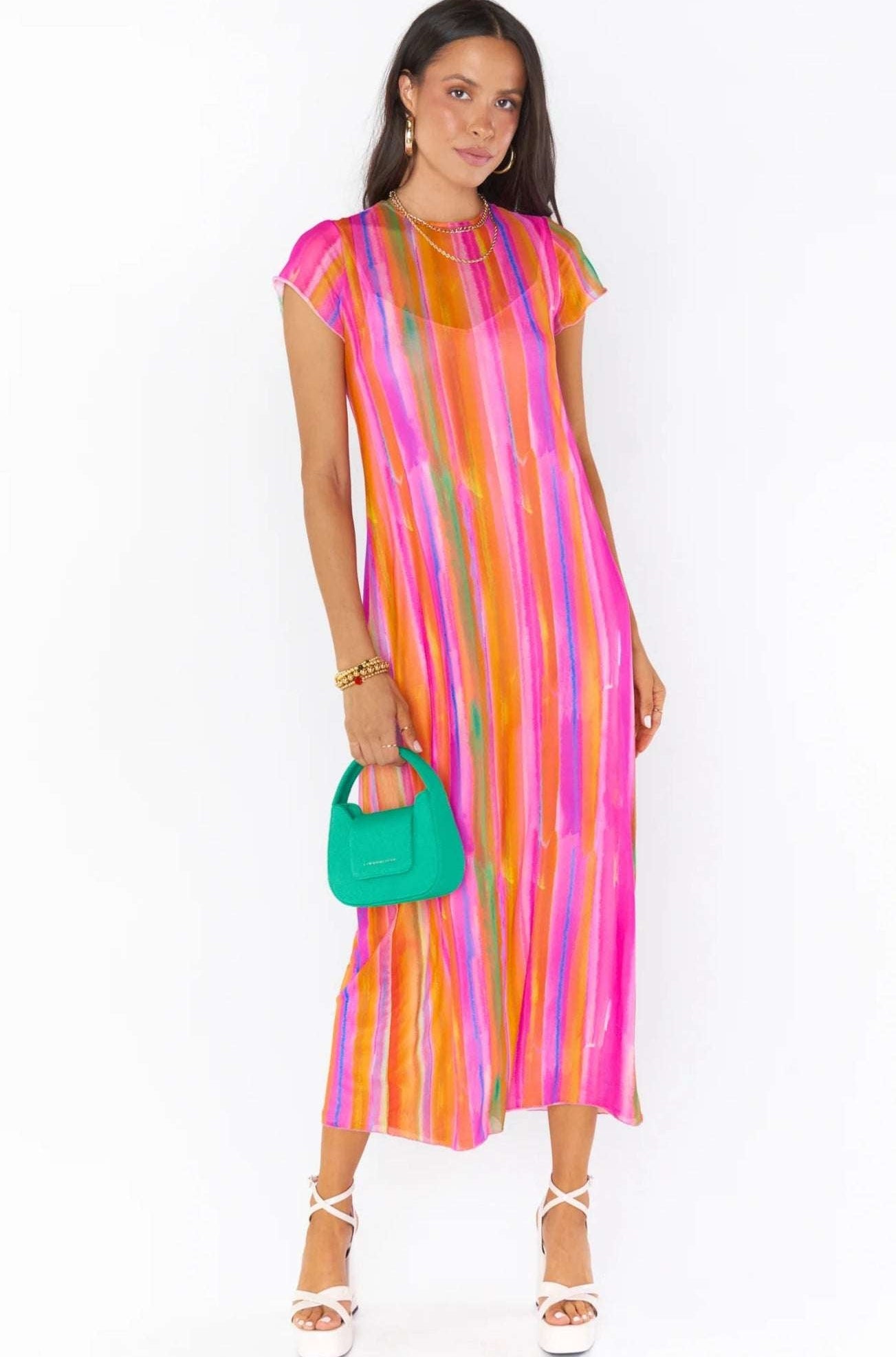 Shop Show Me Your Mumu Show Me Your Mumu Molly Rainbow Midi Dress Midi Dress for women – premium loungewear and festival fashion at Spoiled Brat