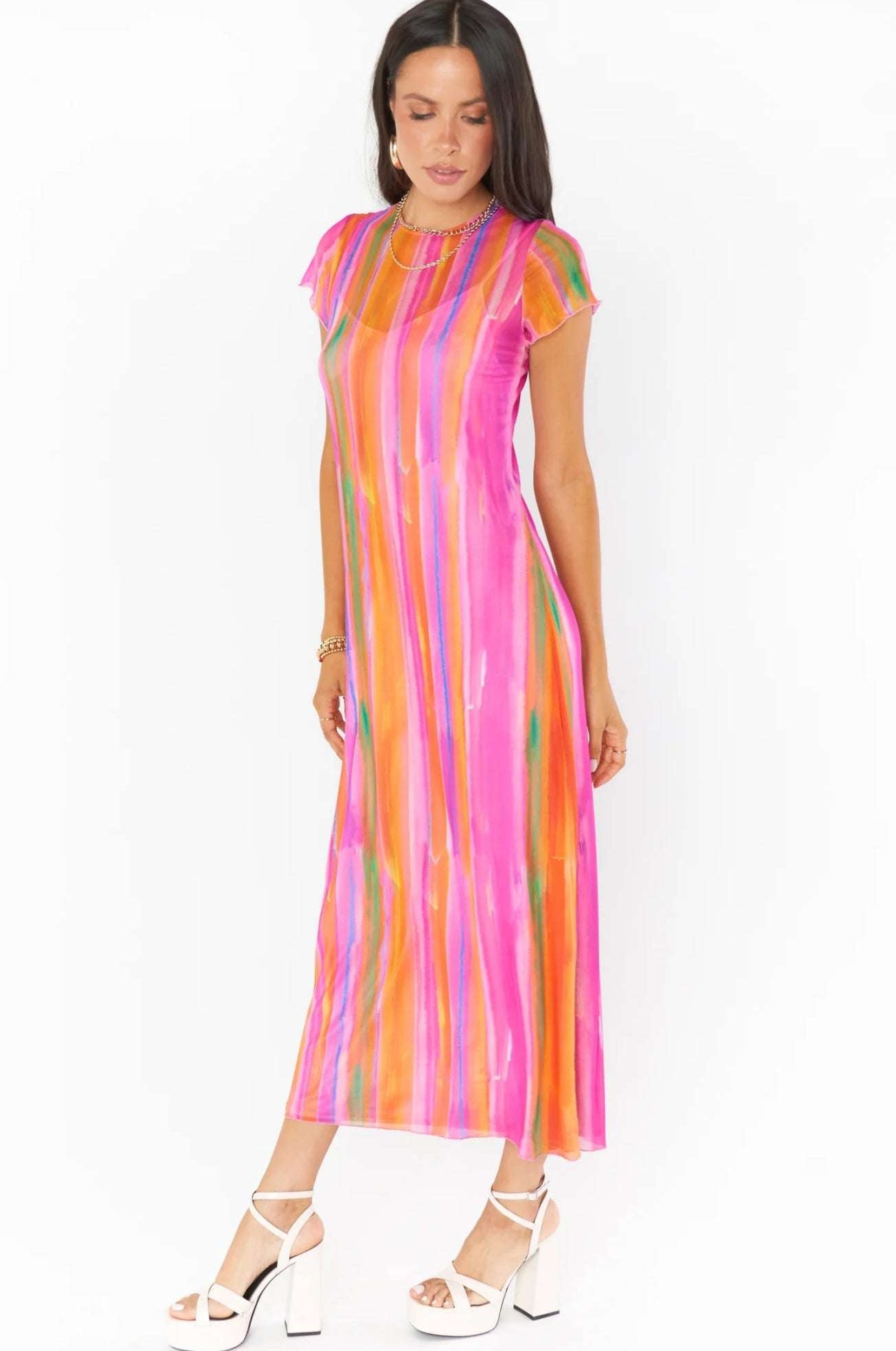 Show Me Your Mumu Molly Rainbow Midi Dress Midi Dress by Show Me Your Mumu as seen on celebrities