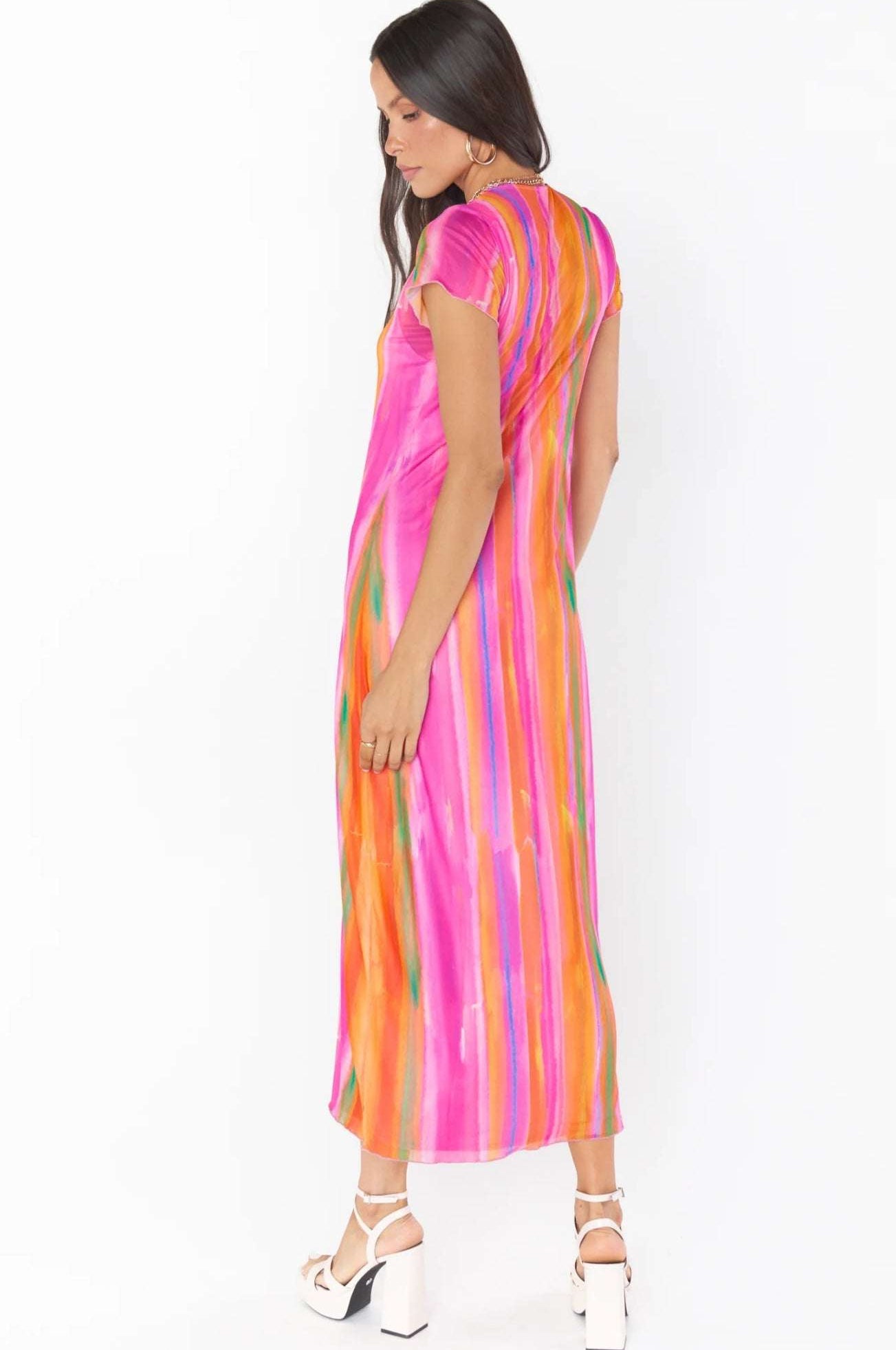 Show Me Your Mumu Molly Rainbow Midi Dress Midi Dress by Show Me Your Mumu as seen on celebrities