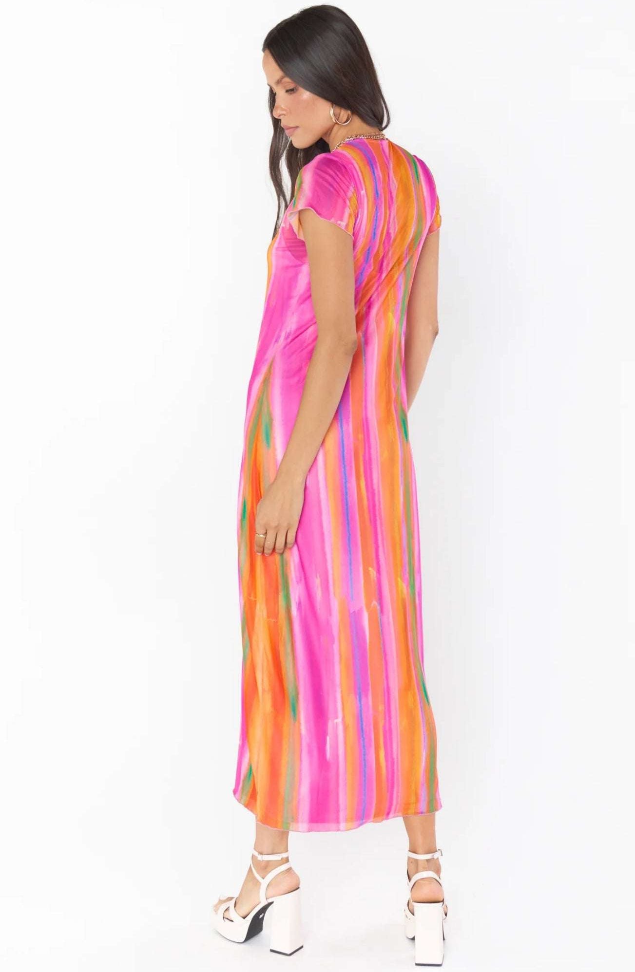 Show Me Your Mumu Molly Rainbow Midi Dress Midi Dress by Show Me Your Mumu as seen on celebrities