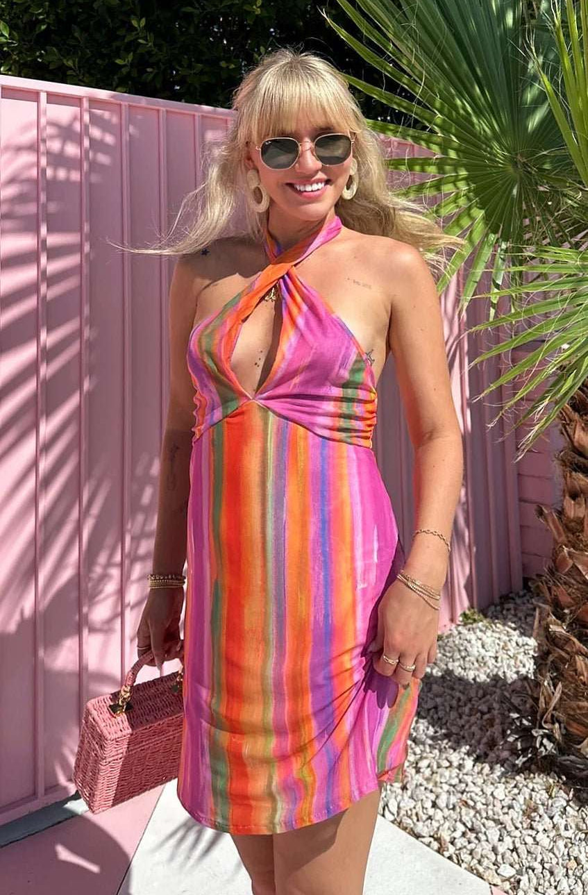 Show Me Your Mumu Zappa Rainbow Mini Dress Mini Dress by Show Me Your Mumu as seen on celebrities