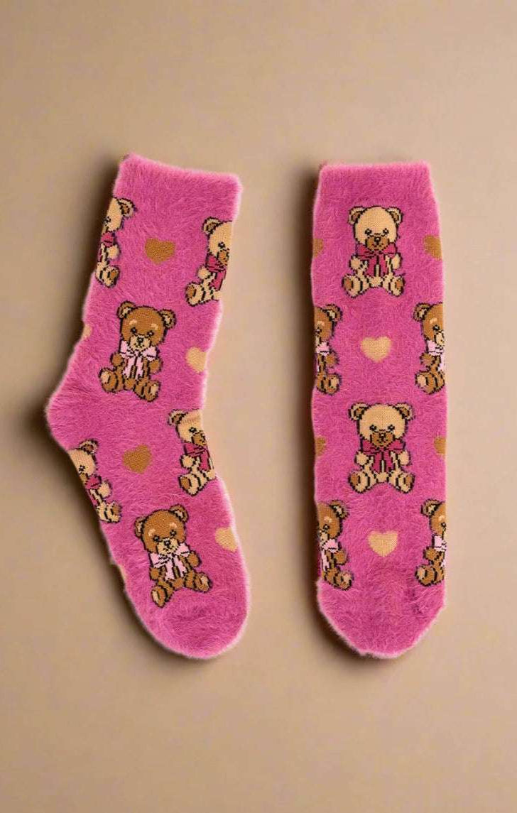 Shop Sock Candy Sock Candy Teddy Bear Fuzzy Crew Sock Socks for women – premium loungewear and festival fashion at Spoiled Brat