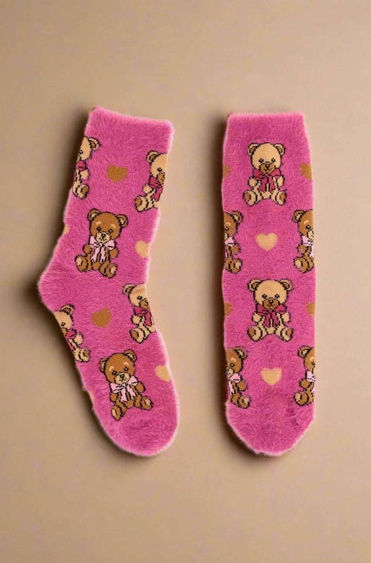 Shop Sock Candy Sock Candy Teddy Bear Fuzzy Crew Sock Socks for women – premium loungewear and festival fashion at Spoiled Brat