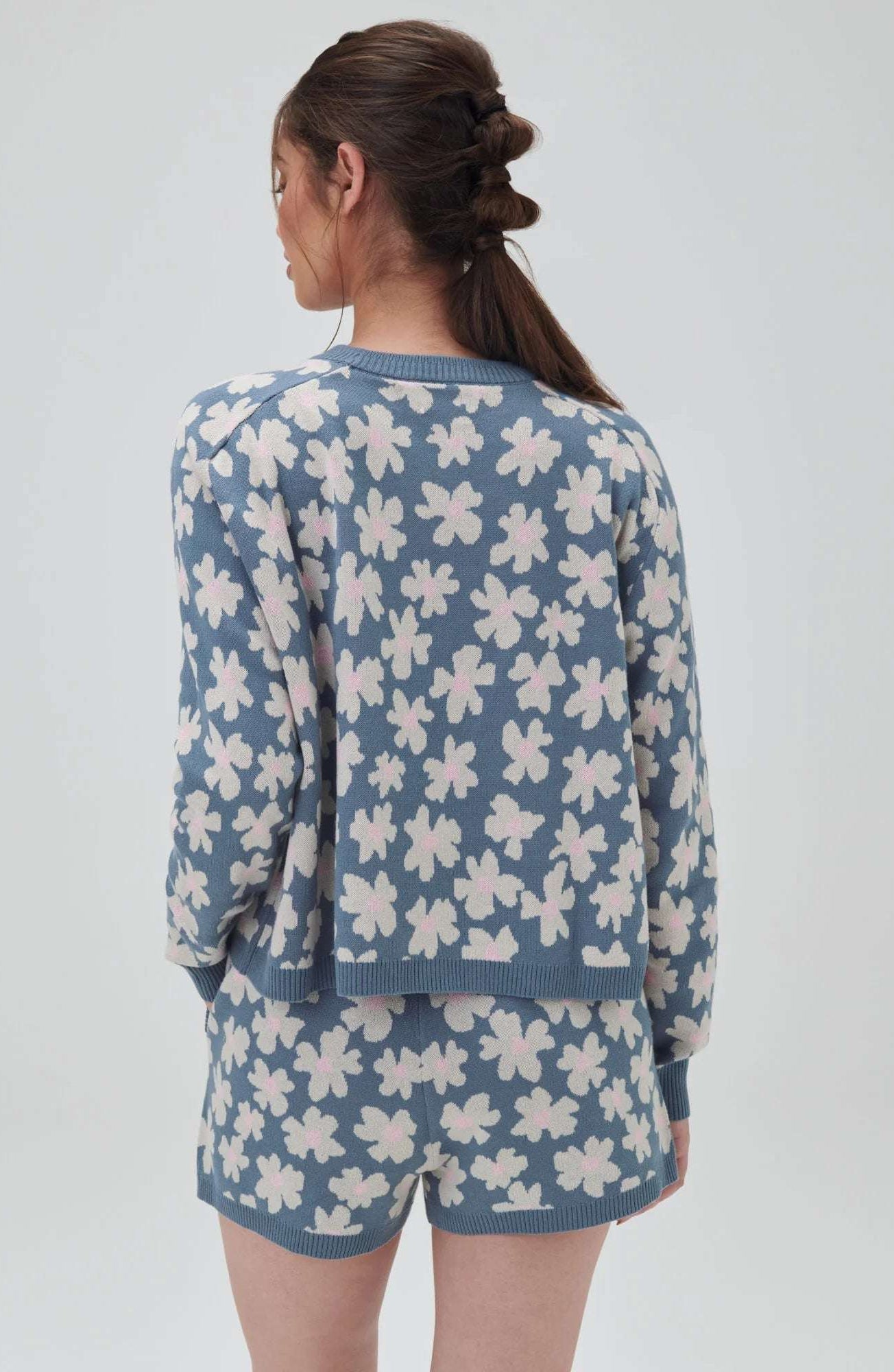 Shop Spiritual Gangster Spiritual Gangster Floral Jacquard Boxy Raglan Pullover Sweater for women – premium loungewear and festival fashion at Spoiled Brat