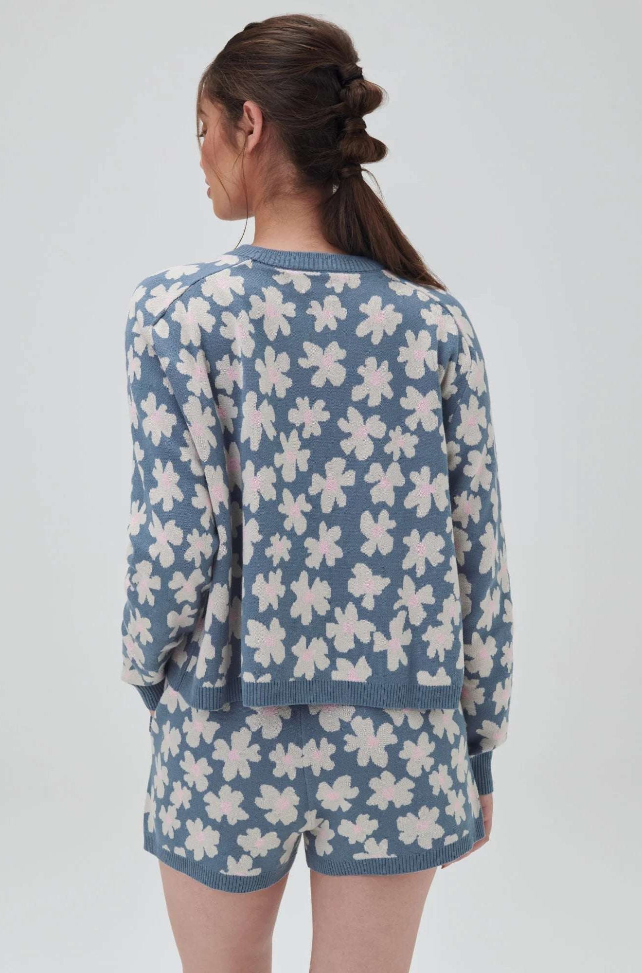 Shop Spiritual Gangster Spiritual Gangster Floral Jacquard Boxy Raglan Pullover Sweater for women – premium loungewear and festival fashion at Spoiled Brat