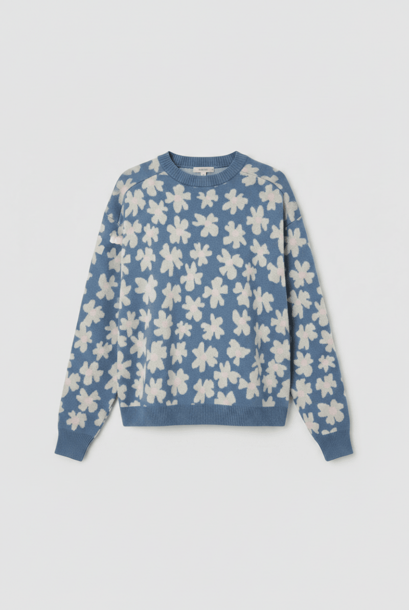 Shop Spiritual Gangster Spiritual Gangster Floral Jacquard Boxy Raglan Pullover Sweater for women – premium loungewear and festival fashion at Spoiled Brat