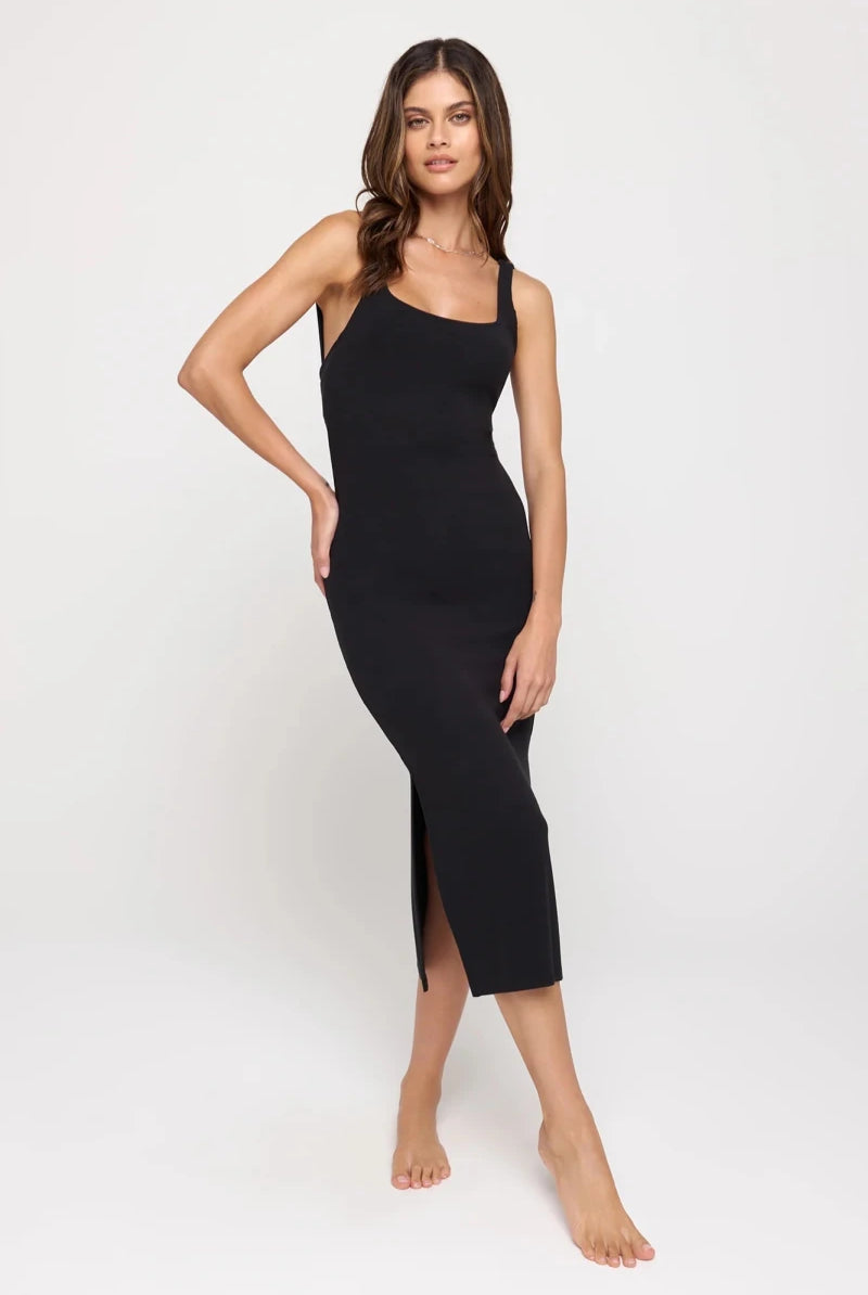 Shop Spiritual Gangster Spiritual Gangster Valerie Black Twist Back Midi Dress Maxi Dress for women – premium loungewear and festival fashion at Spoiled Brat