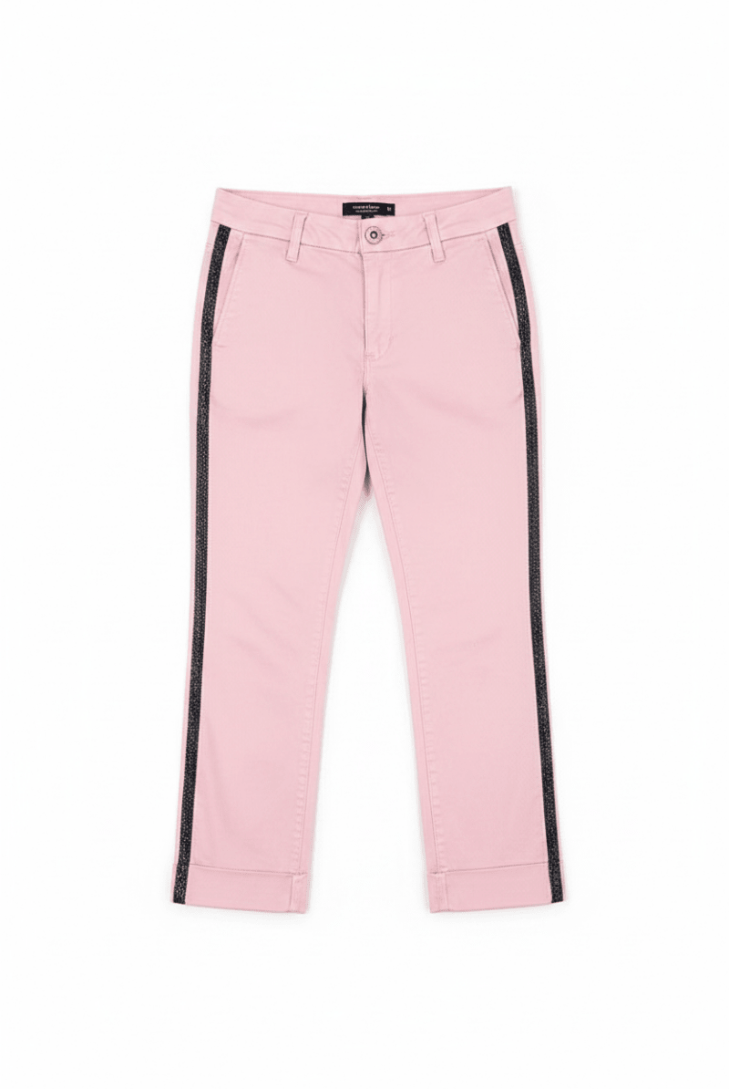 Shop Sundry Sundry Glitter Stripe Roll Up Chino Trousers Trousers for women – premium loungewear and festival fashion at Spoiled Brat