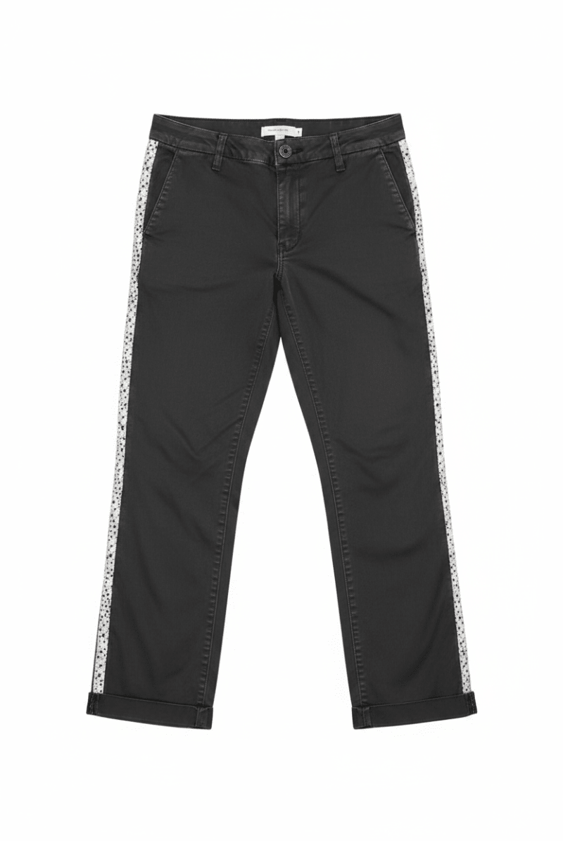 Shop Sundry Sundry Star Glitter Stripe Roll Up Chino Trousers Trousers for women – premium loungewear and festival fashion at Spoiled Brat