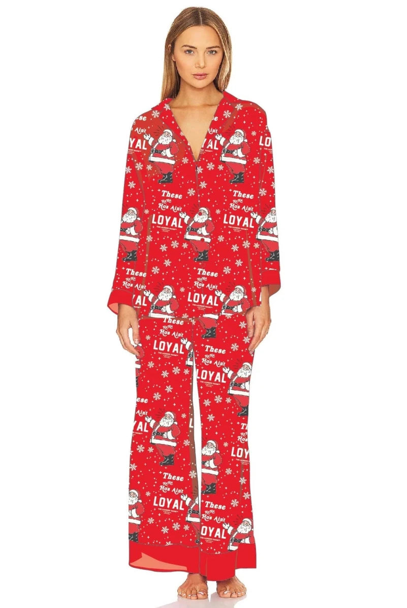 Shop The Laundry Room The Laundry Room Ain't Loyal Christmas Silky PJ Set Pyjamas for women – premium loungewear and festival fashion at Spoiled Brat