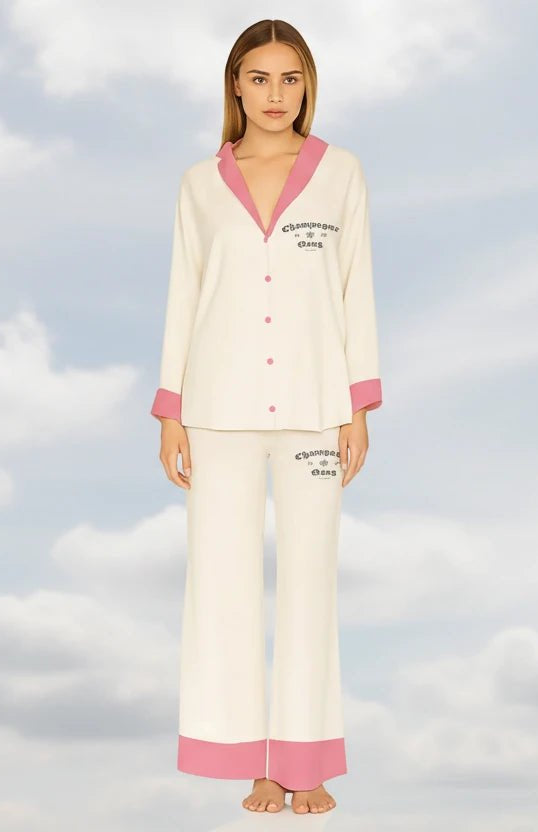 Shop The Laundry Room The Laundry Room Champagne Gang - Silky PJ Set Pyjamas for women – premium loungewear and festival fashion at Spoiled Brat