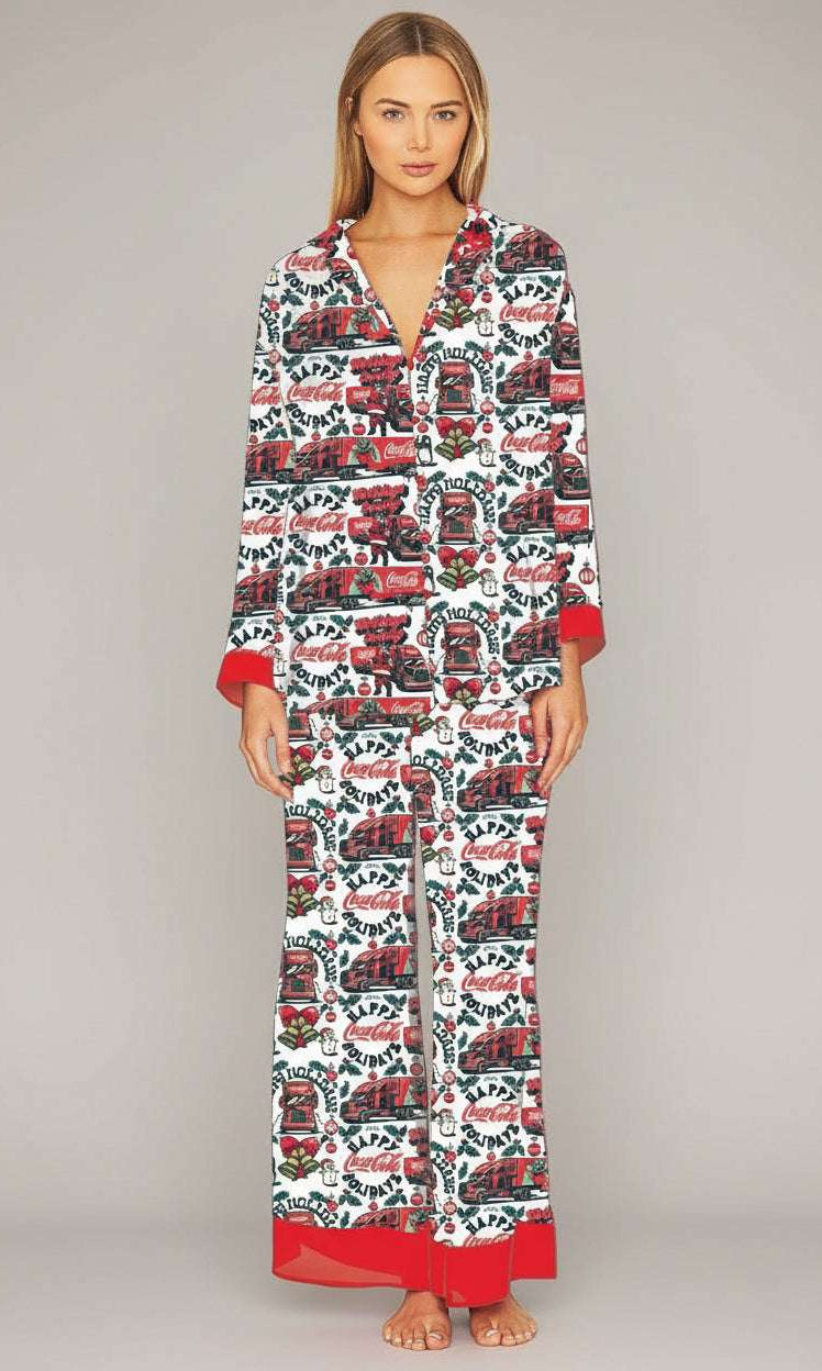The Laundry Room Happy Coca - Cola Holidays Silky PJ Set - Spoiled Brat