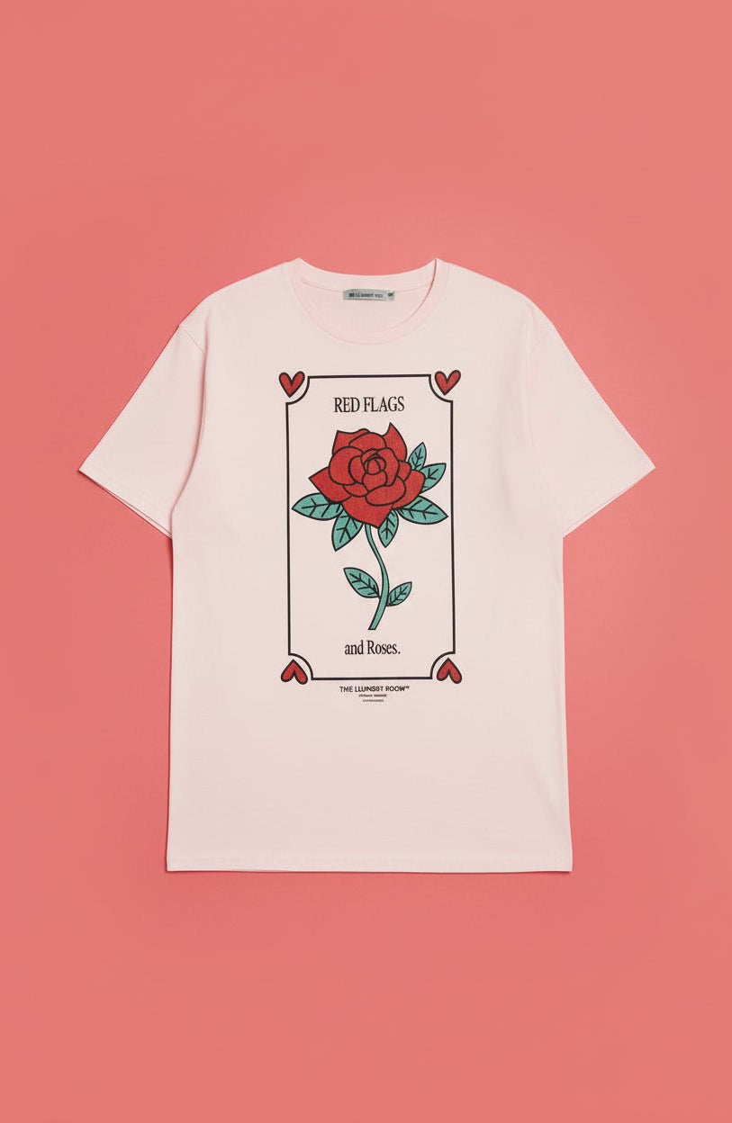 Shop The Laundry Room The Laundry Room Red Flags And Roses Oversized Tee T-Shirt for women – premium loungewear and festival fashion at Spoiled Brat