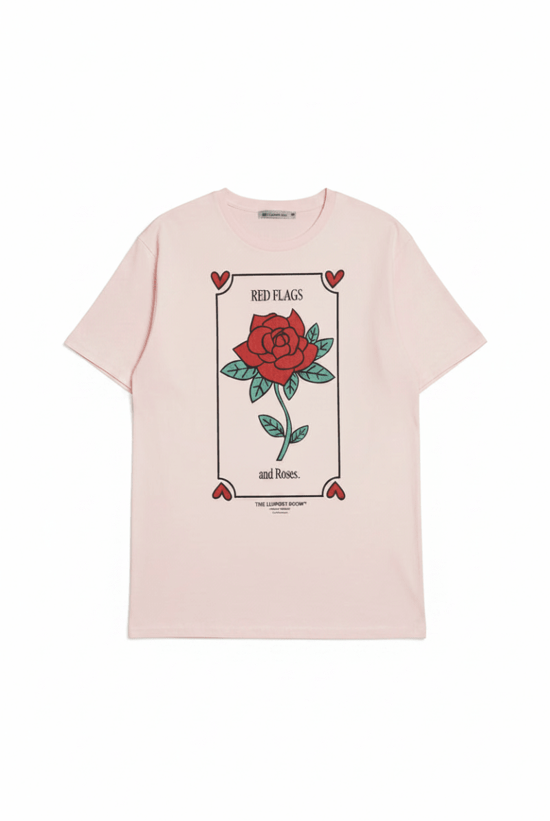 Shop The Laundry Room The Laundry Room Red Flags And Roses Oversized Tee T-Shirt for women – premium loungewear and festival fashion at Spoiled Brat