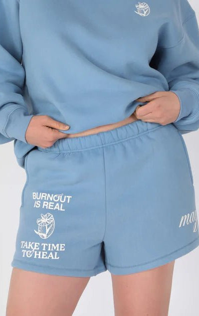 Shop The Mayfair Group Mayfair Burnout Is Real Sweatshorts Shorts for women – premium loungewear and festival fashion at Spoiled Brat