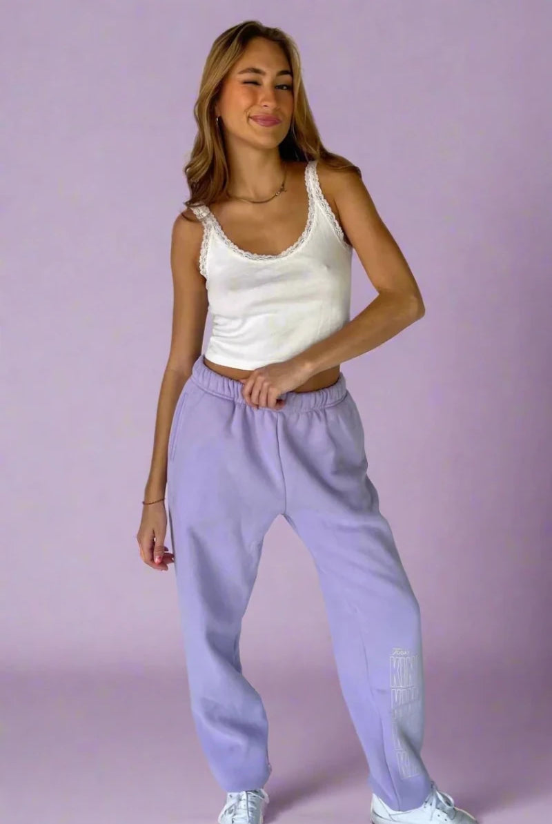 Shop The Mayfair Group Mayfair Choose Kindness Sweatpants as seen on Catherine Tyldesley Sweatpants for women – premium loungewear and festival fashion at Spoiled Brat