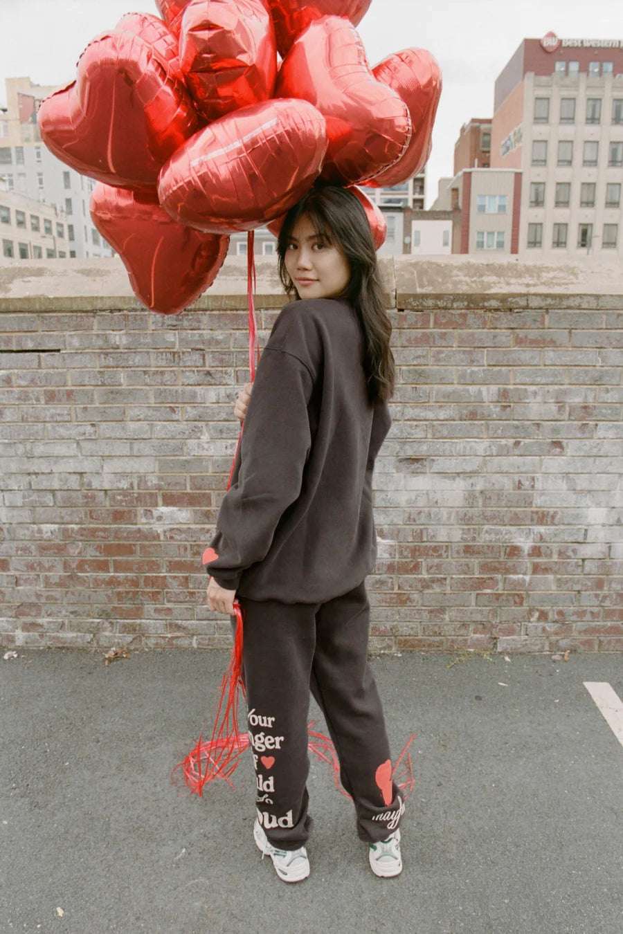 Shop The Mayfair Group The Mayfair Group Your Younger Self Charcoal Sweatpants Sweatpants for women – premium loungewear and festival fashion at Spoiled Brat