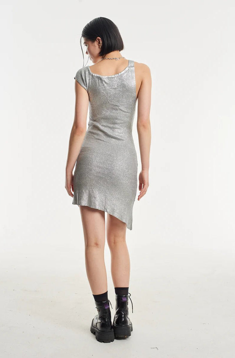 The Ragged Priest Astral Metallic Silver Mini Dress - Spoiled Brat