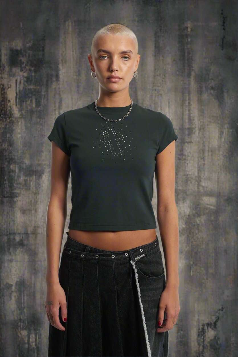 Shop The Ragged Priest The Ragged Priest Cross My Heart Baby Tee Top for women – premium loungewear and festival fashion at Spoiled Brat