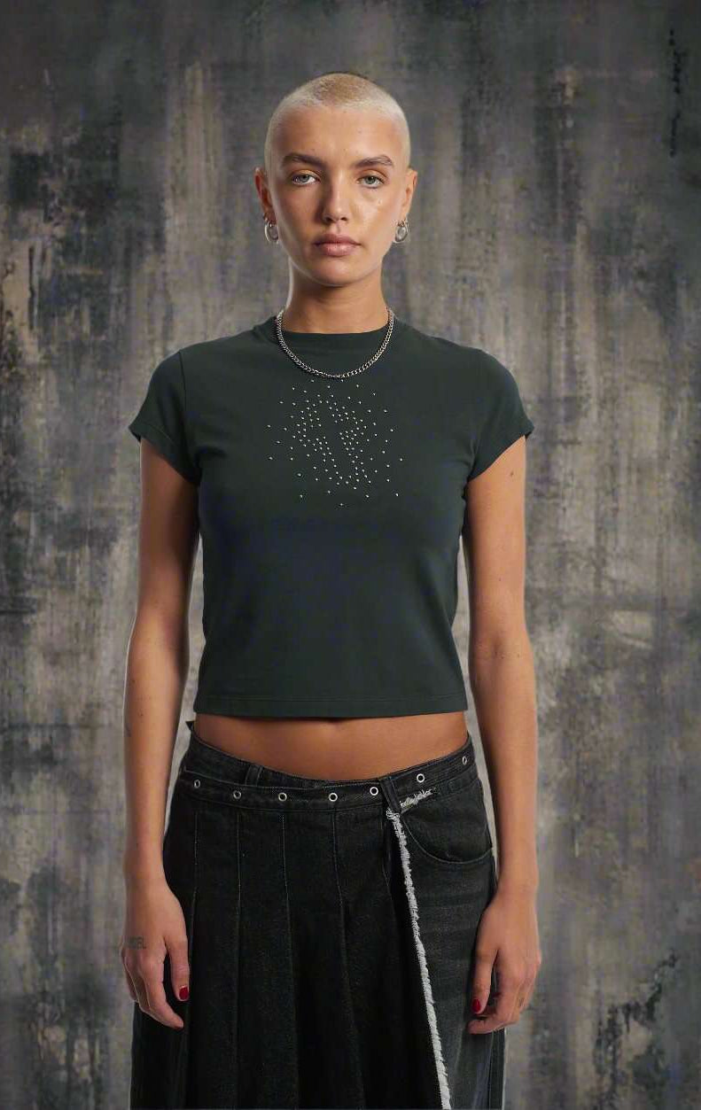 Shop The Ragged Priest The Ragged Priest Cross My Heart Baby Tee Top for women – premium loungewear and festival fashion at Spoiled Brat