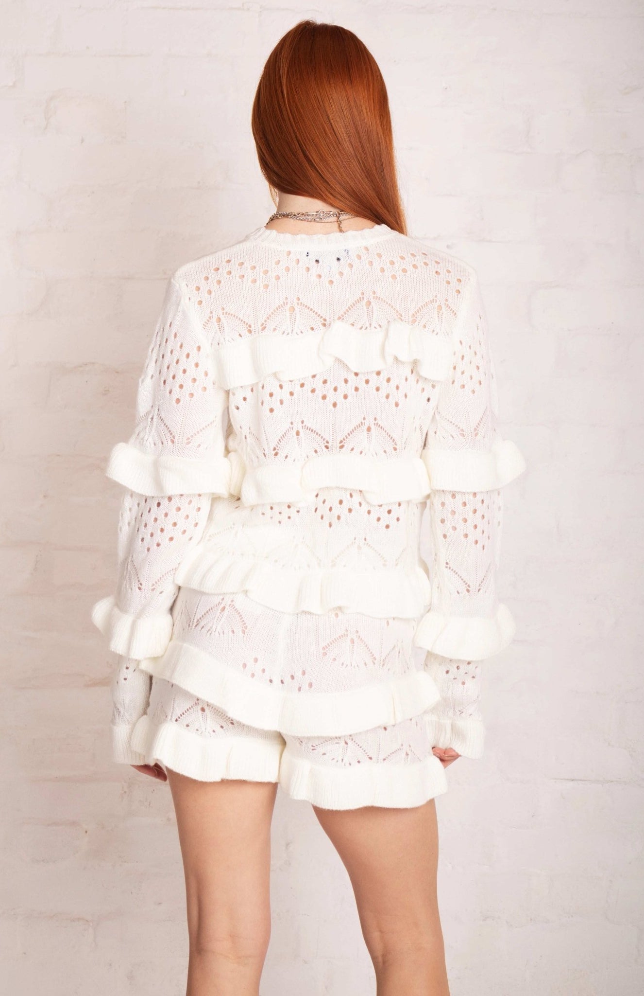 Shop The Ragged Priest The Ragged Priest Delicate Pointelle Frill Cardigan Cardigan for women – premium loungewear and festival fashion at Spoiled Brat