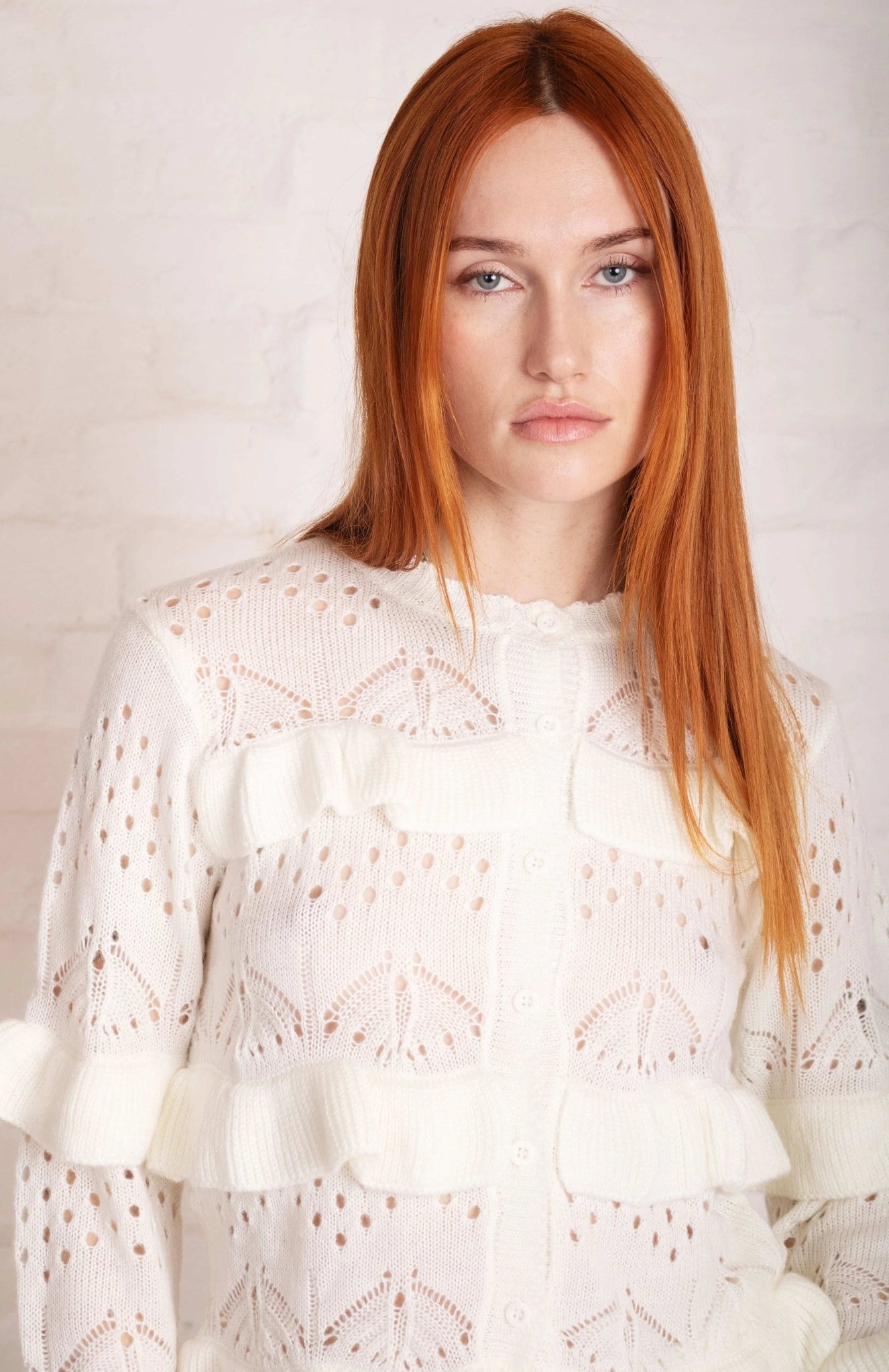 Shop The Ragged Priest The Ragged Priest Delicate Pointelle Frill Cardigan Cardigan for women – premium loungewear and festival fashion at Spoiled Brat