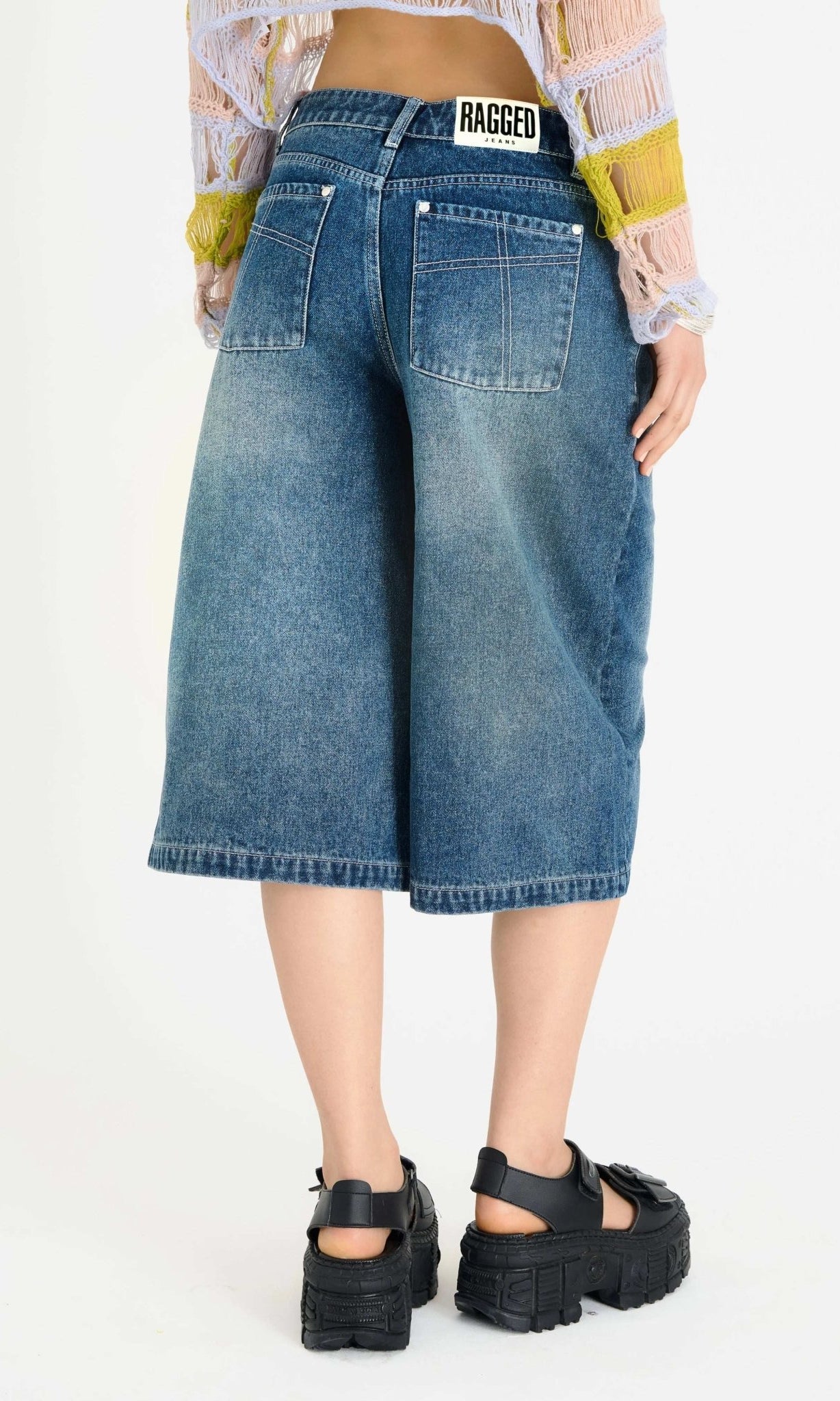 Shop The Ragged Priest The Ragged Priest Dirty Wash Atomic Jorts Shorts Shorts for women – premium loungewear and festival fashion at Spoiled Brat