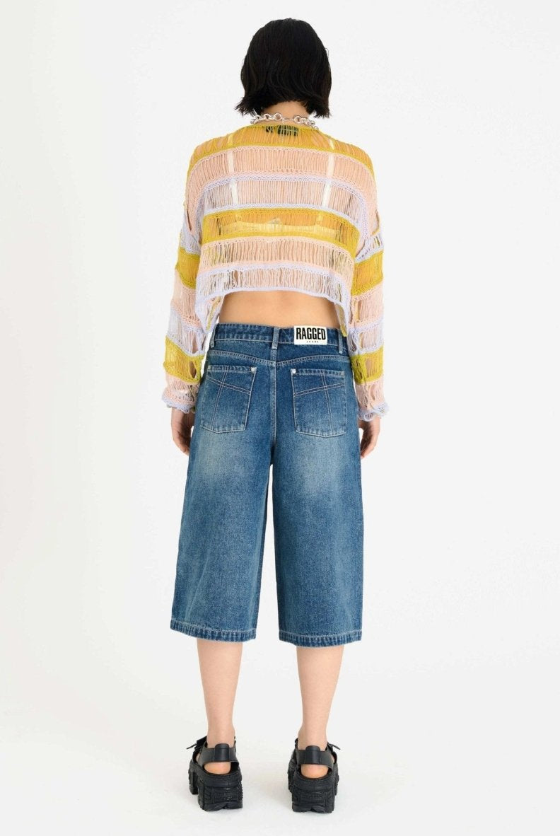 Shop The Ragged Priest The Ragged Priest Dirty Wash Atomic Jorts Shorts Shorts for women – premium loungewear and festival fashion at Spoiled Brat