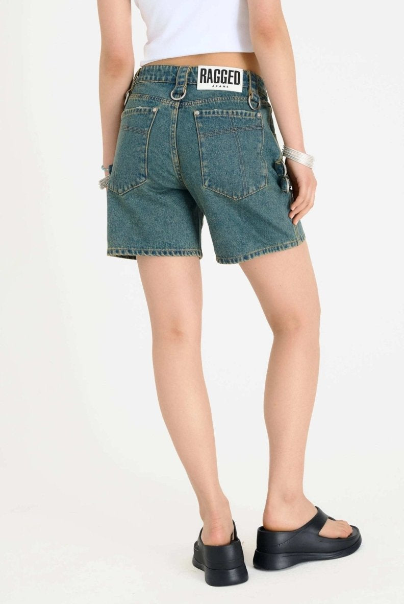 Shop The Ragged Priest The Ragged Priest Dirty Wash Bondage Dad Shorts Shorts for women – premium loungewear and festival fashion at Spoiled Brat