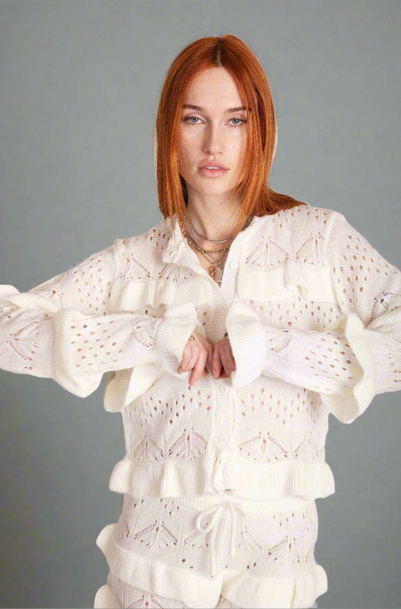 Shop The Ragged Priest The Ragged Priest Gentle Pointelle Frill Shorts Shorts for women – premium loungewear and festival fashion at Spoiled Brat