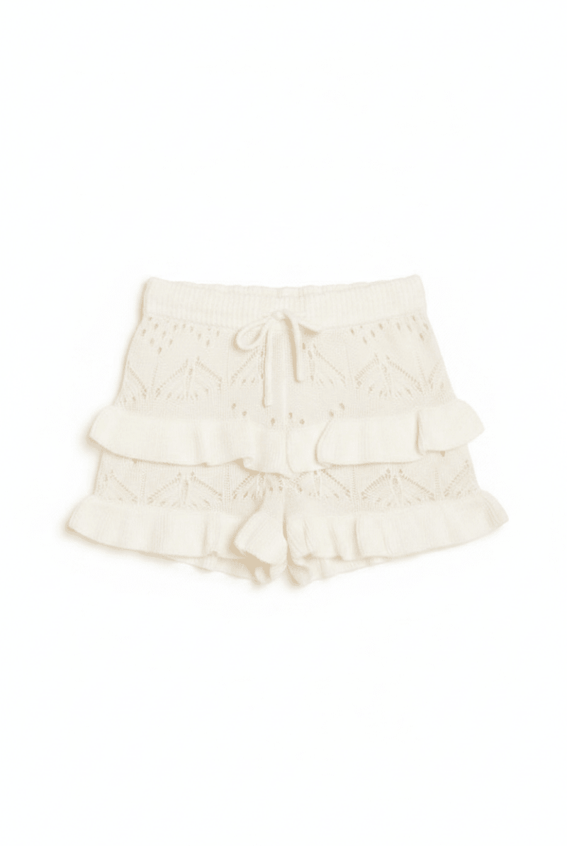 Shop The Ragged Priest The Ragged Priest Gentle Pointelle Frill Shorts Shorts for women – premium loungewear and festival fashion at Spoiled Brat