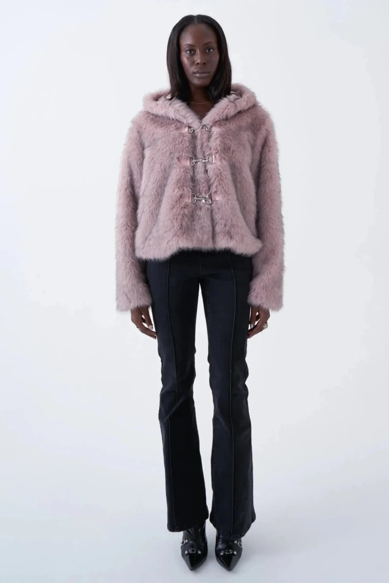 Shop The Ragged Priest The Ragged Priest Julia Pink Faux Fur Coat Jacket for women – premium loungewear and festival fashion at Spoiled Brat